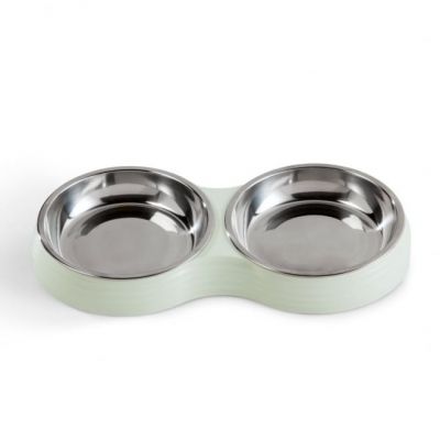 Basic Meow Melamine Ripple Dubbel Kattskål Mint