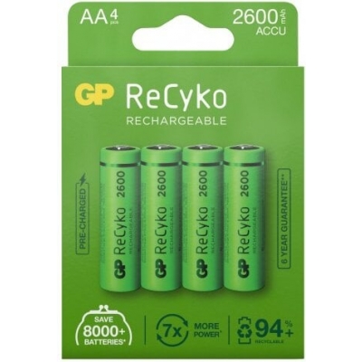 GP ReCyko AA-batteri 2600mAh Uppladdningsbart 4-pack