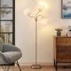 Lindby Manu golvlampa, textil, 3 lampor, vit